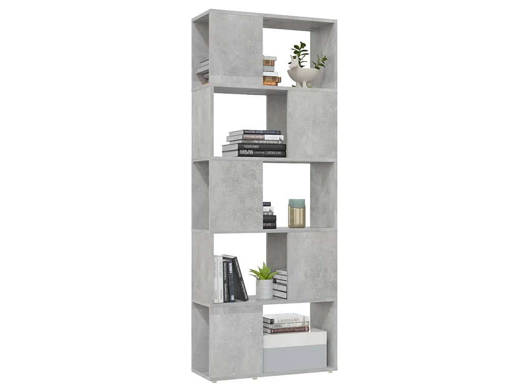 Bücherregal Raumteiler Betongrau 60x24x155 cm