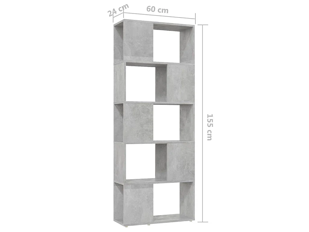 Bibliothèque/Séparateur de pièce Gris béton 60x24x155 cm