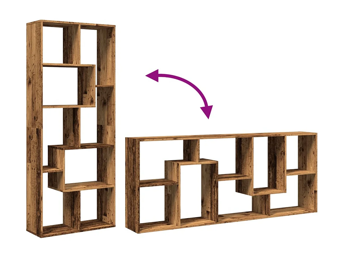 Étagère séparatrice de pièce vieux bois 67x25x161,5 cm