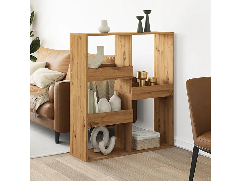 Kamerscherm 100x33x115 cm bewerkt hout artisanaal eikenkleur