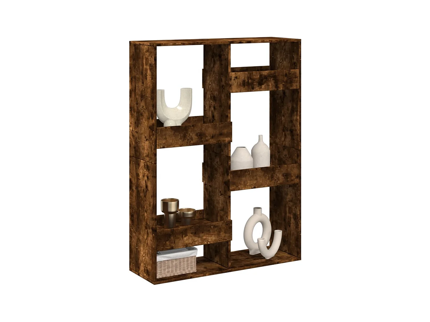 Kamerscherm 100x33x135 cm bewerkt hout gerookt eikenkleurig