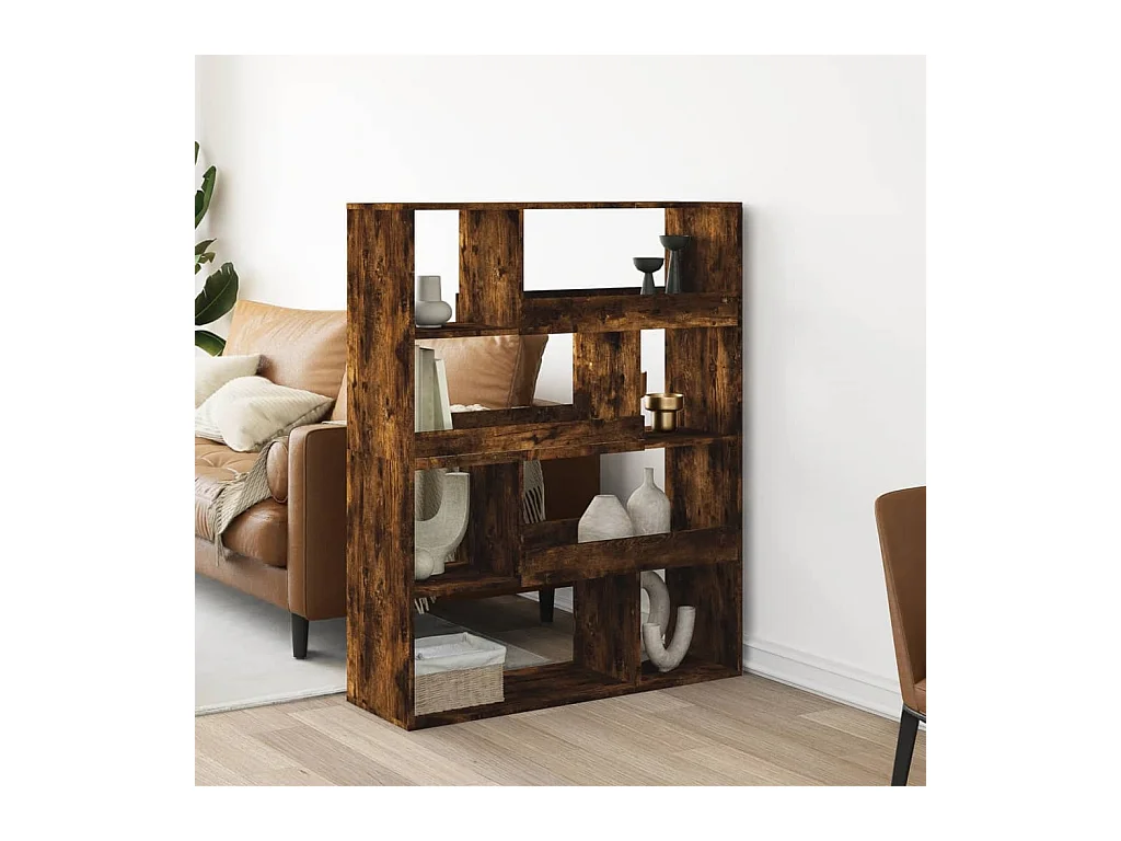 kamerscherm 100x33x125,5 cm bewerkt hout gerookt eikenkleurig