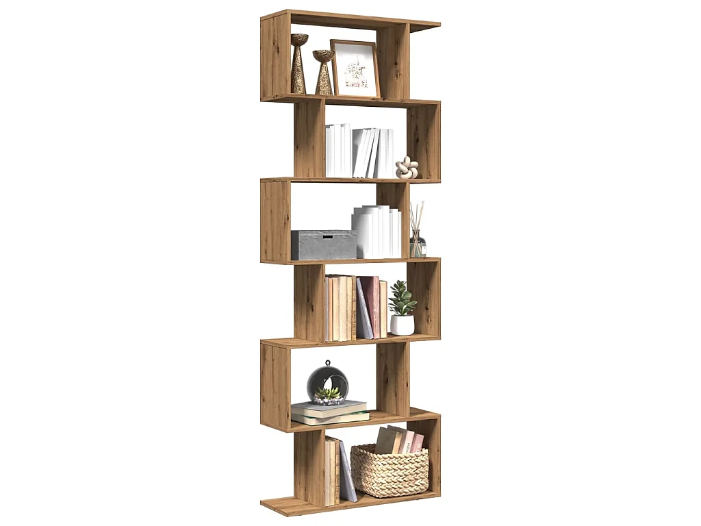 Librería divisora 6 niveles madera roble artisan 70x24x193 cm