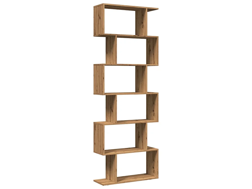 Librería divisora 6 niveles madera roble artisan 70x24x193 cm