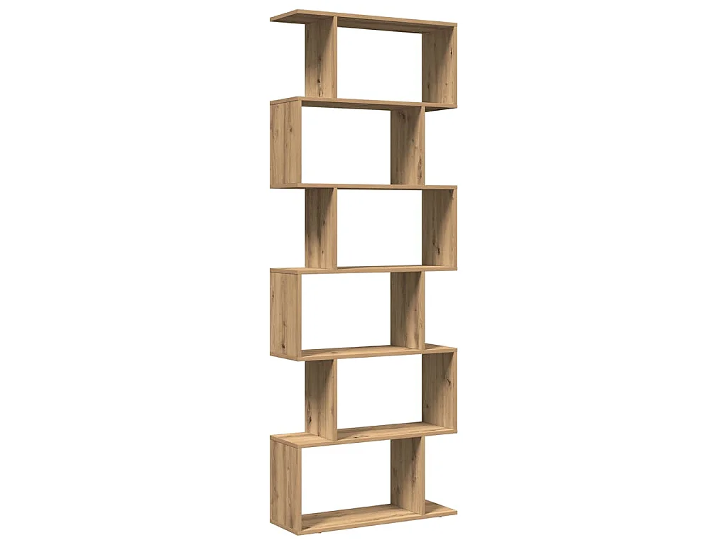 Librería divisora 6 niveles madera roble artisan 70x24x193 cm