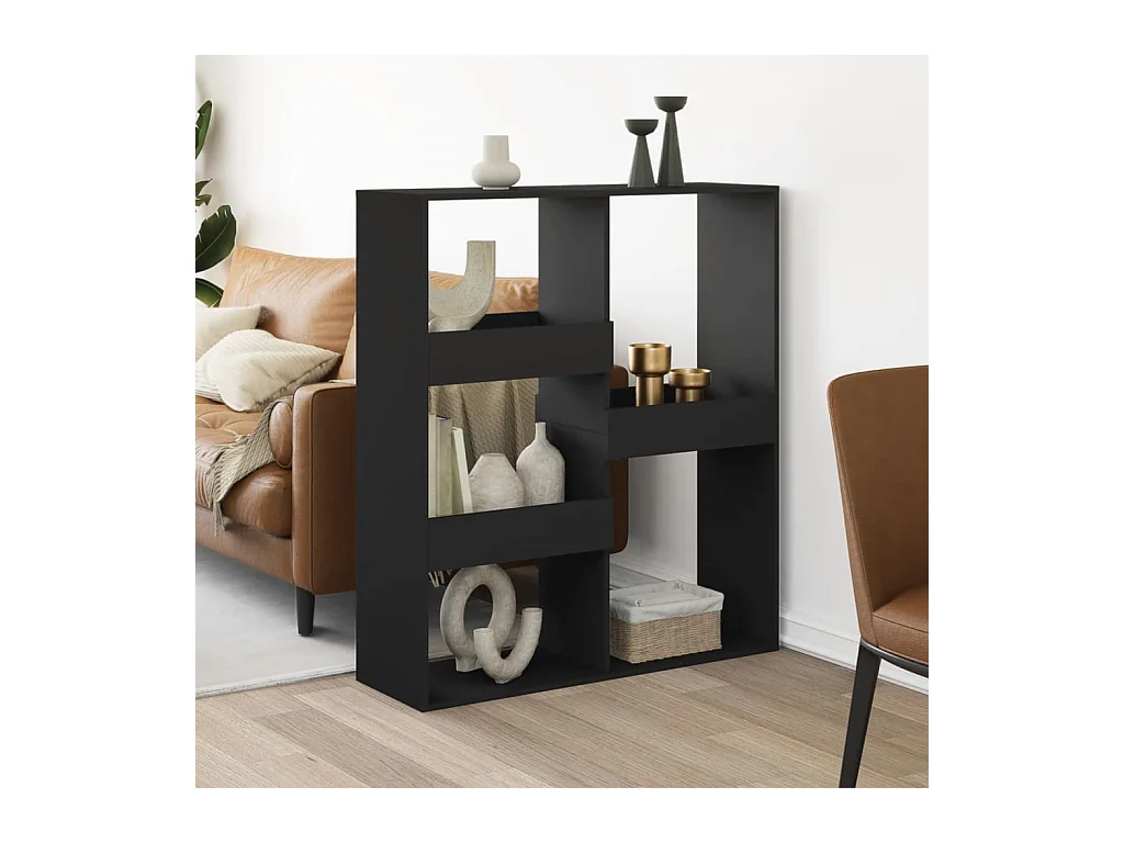Cloison de séparation noir 100x33x115 cm bois ingénierie
