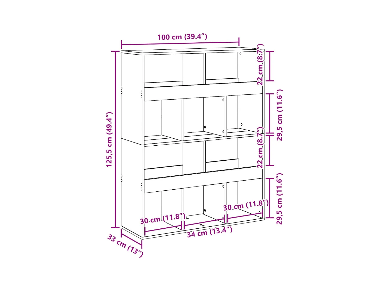 Raumteiler Grau Sonoma 100x33x125,5 cm Holzwerkstoff
