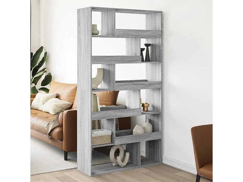 kamerscherm 100x33x187,5 cm bewerkt hout grijs sonoma eiken