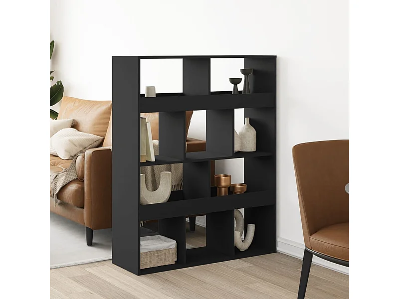 Cloison de séparation noir 100x33x125,5 cm bois d'ingénierie