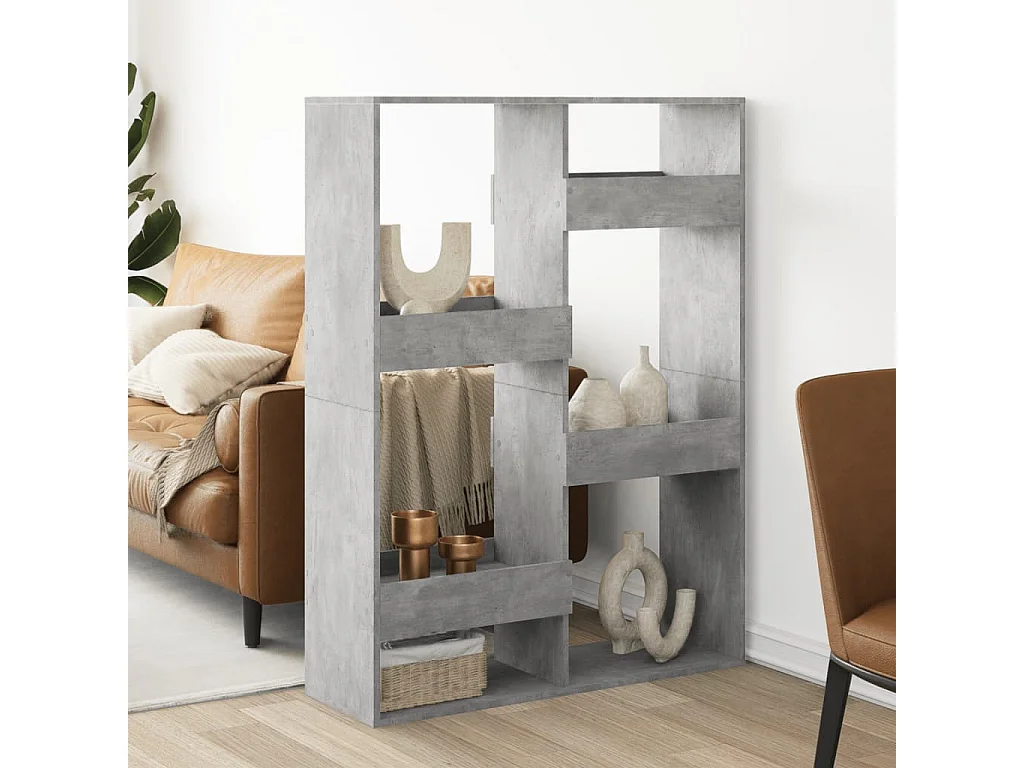 Kamerscherm 100x33x135 cm bewerkt hout betongrijs