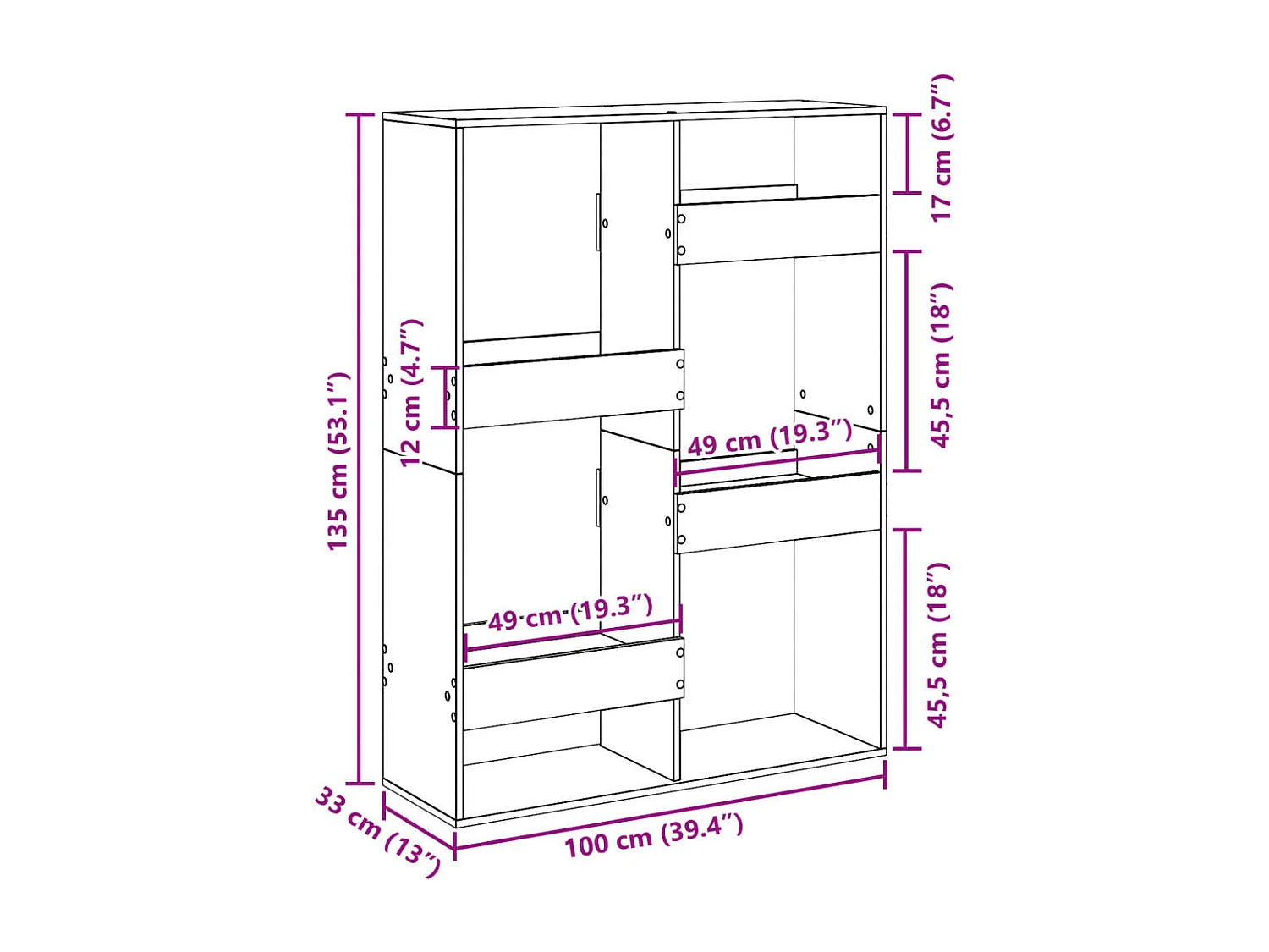 Cloison de séparation blanc 100x33x135 cm bois d'ingénierie