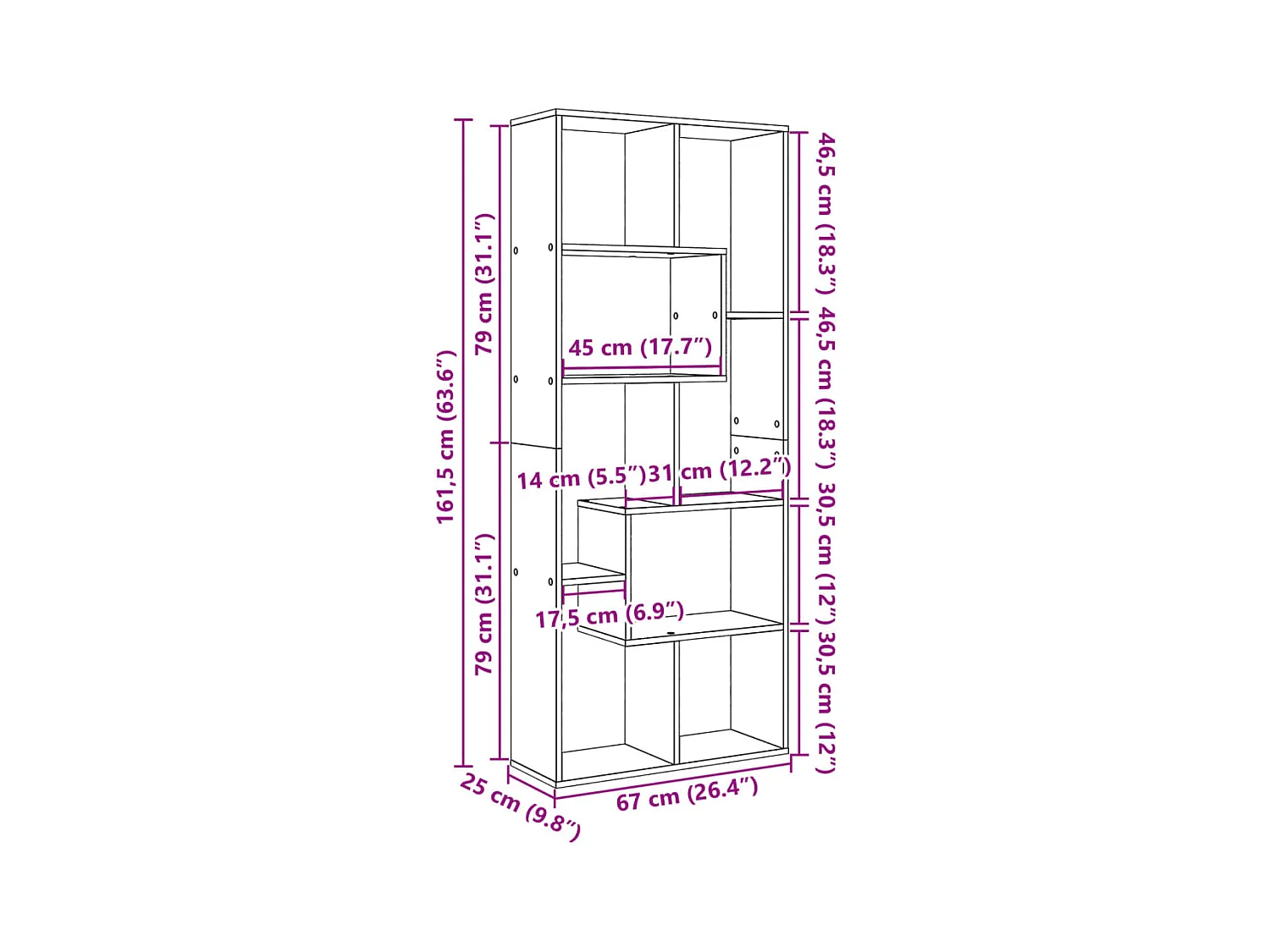 Libreria Divisorio Rovere Marrone 67x25x161,5 cm in Truciolato