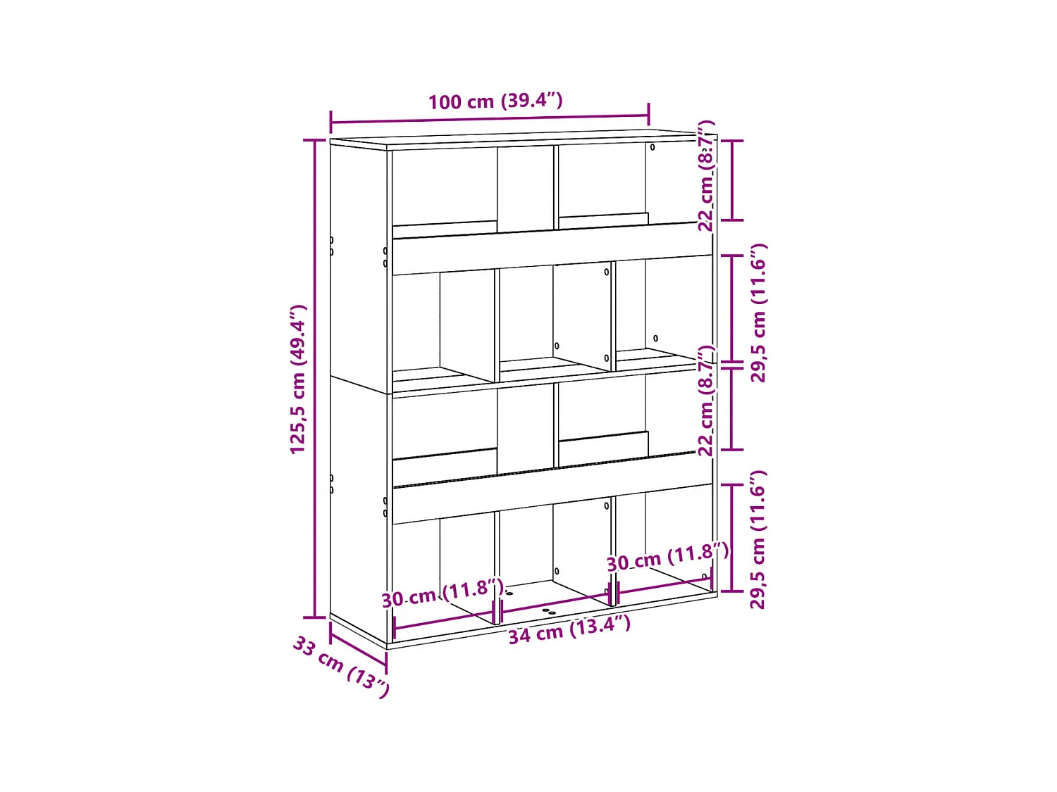 Raumteiler Räuchereiche 100x33x125,5 cm Holzwerkstoff