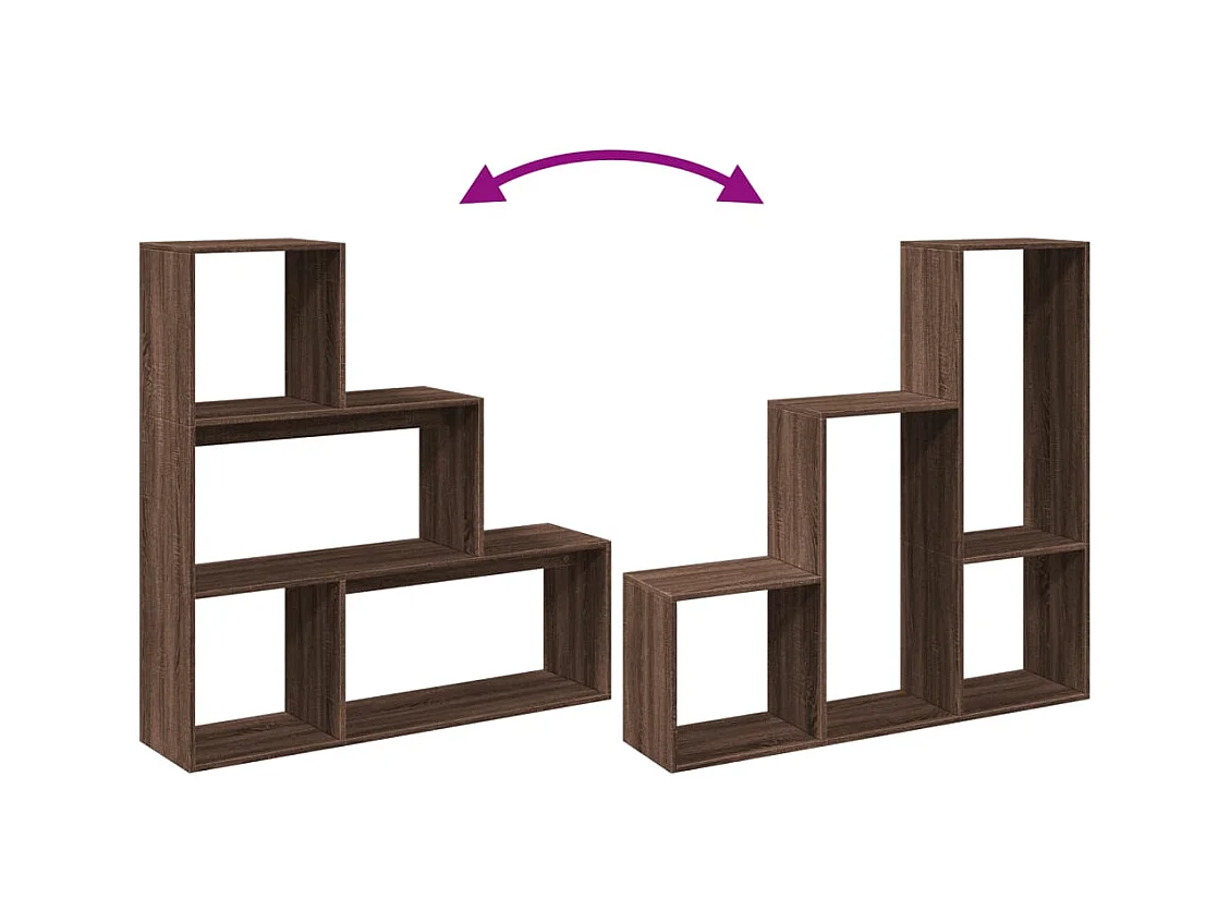 Étagère séparatrice de pièce 3niveaux chêne marron 123x29x123cm