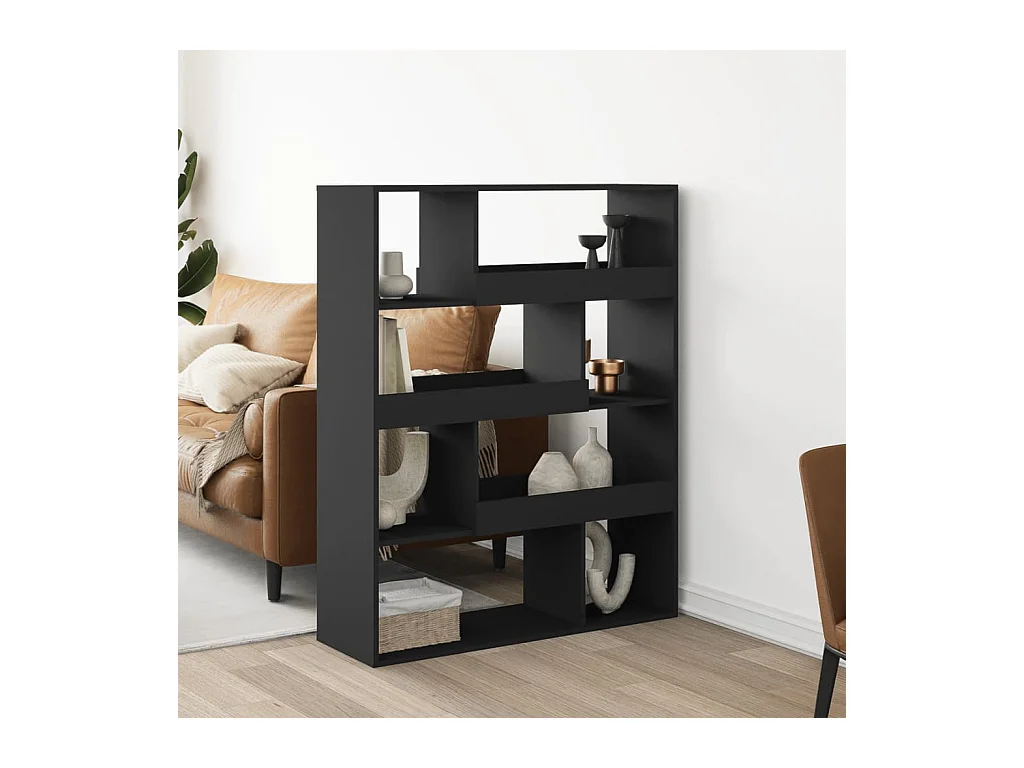 Cloison de séparation noir 100x33x125,5 cm bois d'ingénierie