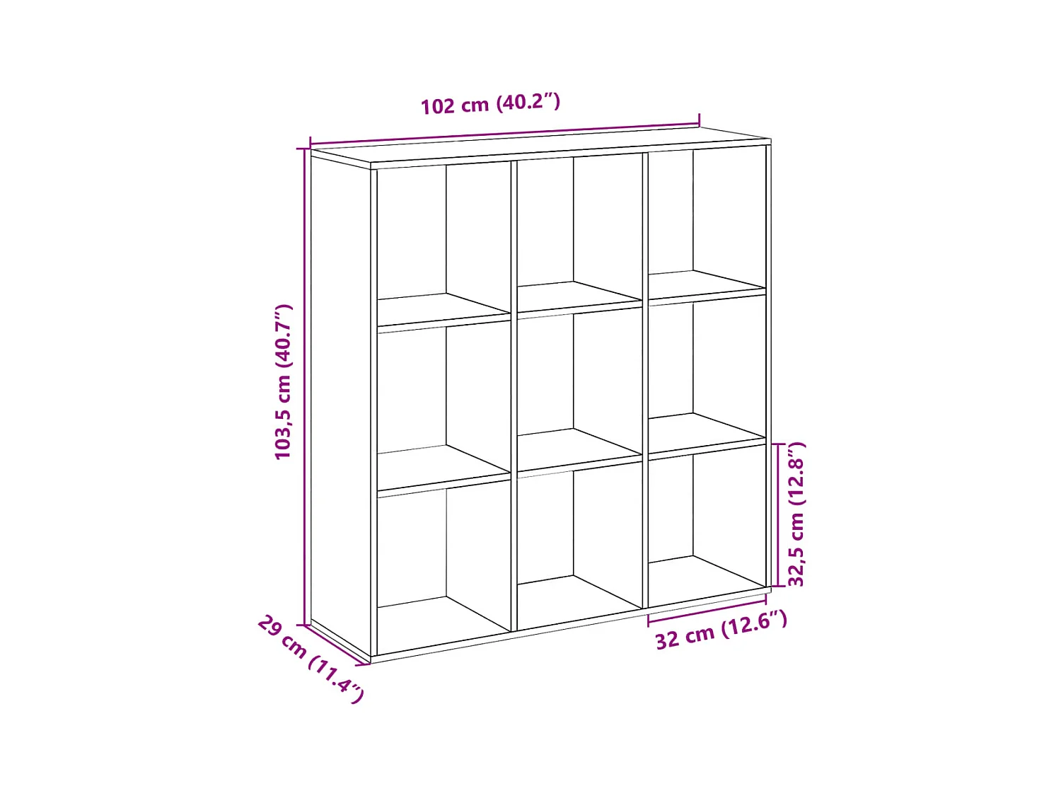 Étagère séparatrice de pièce chêne fumé 102x29x103,5 cm