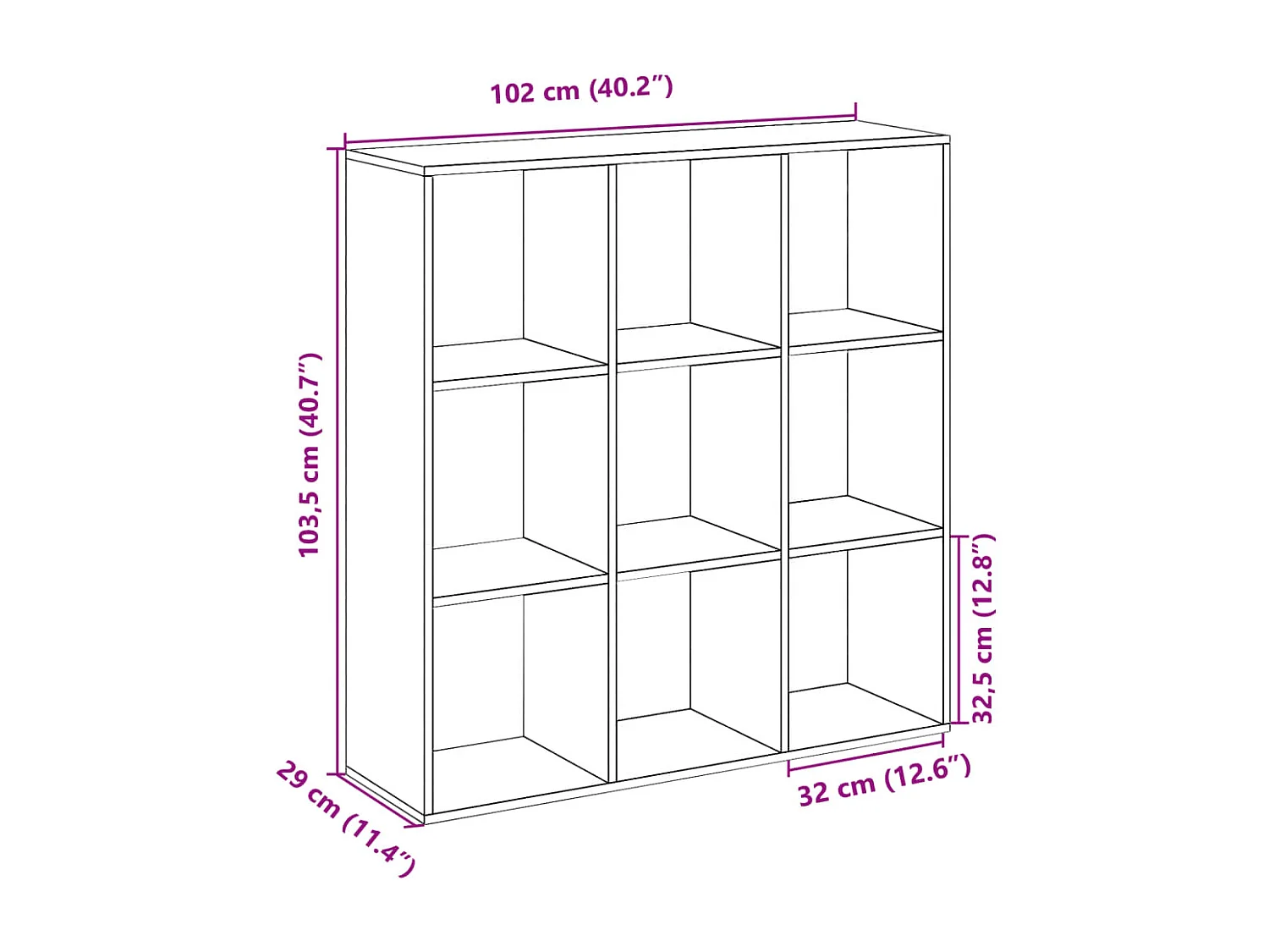 Étagère séparatrice de pièce chêne fumé 102x29x103,5 cm