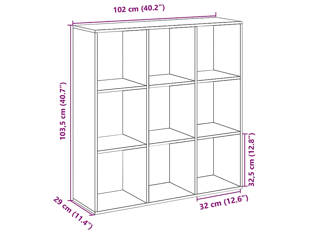 Libreria Divisorio Rovere Fumo 102x29x103,5 cm in Truciolato