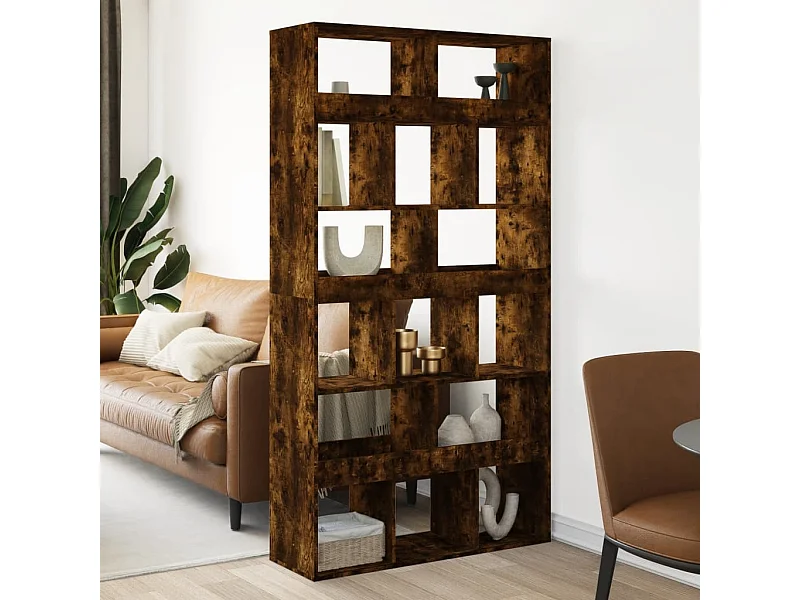 kamerscherm 100x33x187,5 cm bewerkt hout gerookt eikenkleurig