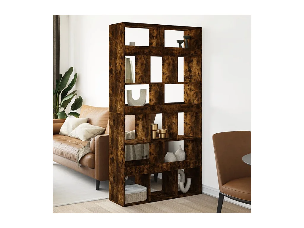 kamerscherm 100x33x187,5 cm bewerkt hout gerookt eikenkleurig