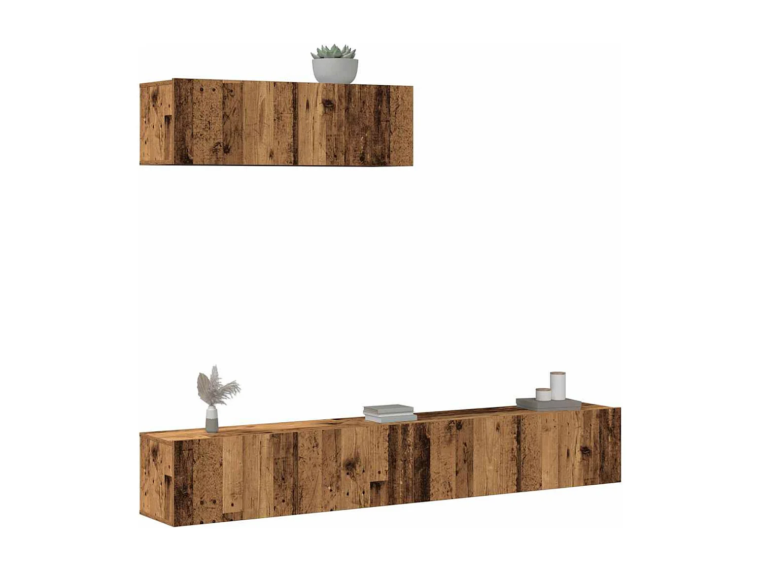 3-tlg. TV-Schrank-Set Wandmontage Altholz-Optik Holzwerkstoff