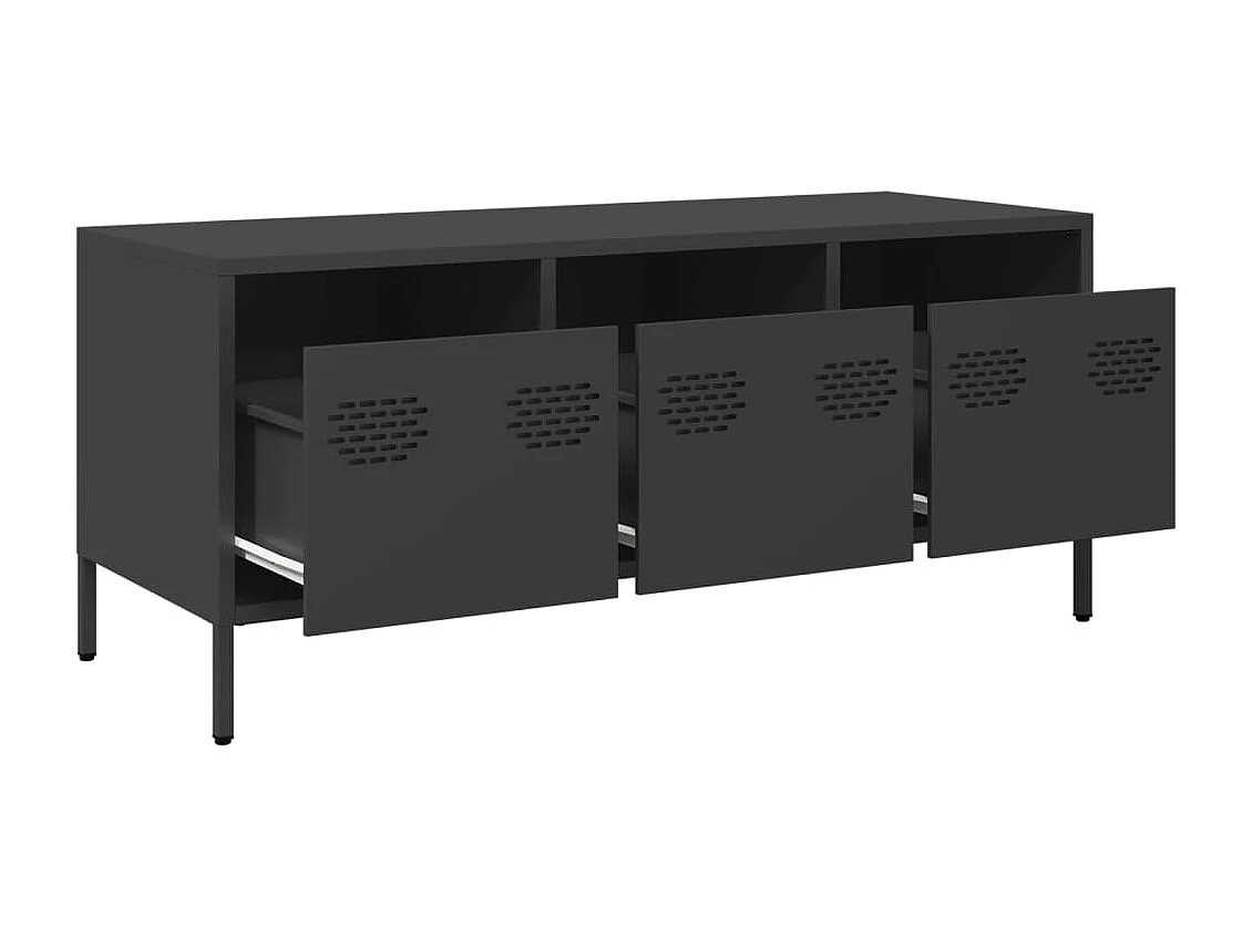 Móvel de TV 101,5x39x43,5 cm aço laminado a frio preto