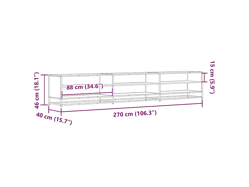TV-Schrank Sonoma-Eiche 270x40x46 cm Holzwerkstoff