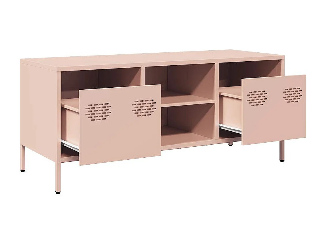 Meuble TV rose 101,5x39x43,5 cm acier laminé à froid