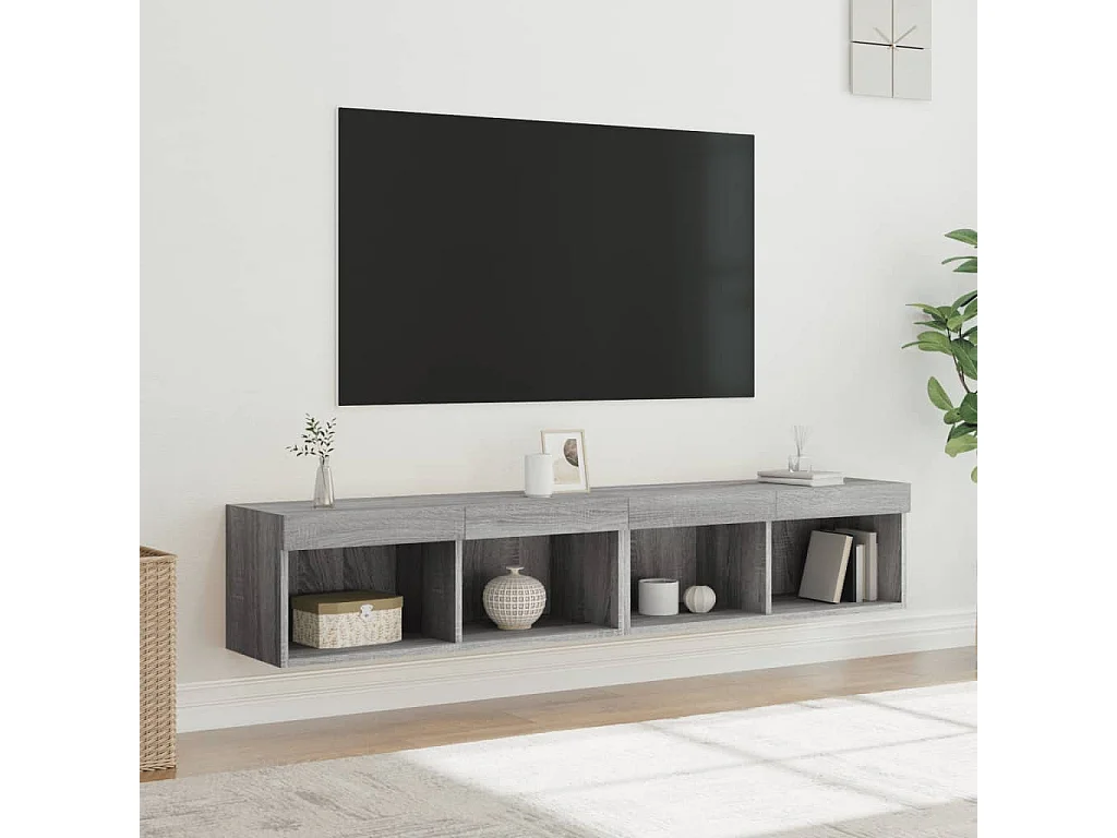 Móveis de TV com luzes LED 2 pcs 80x30x30 cm cinzento sonoma
