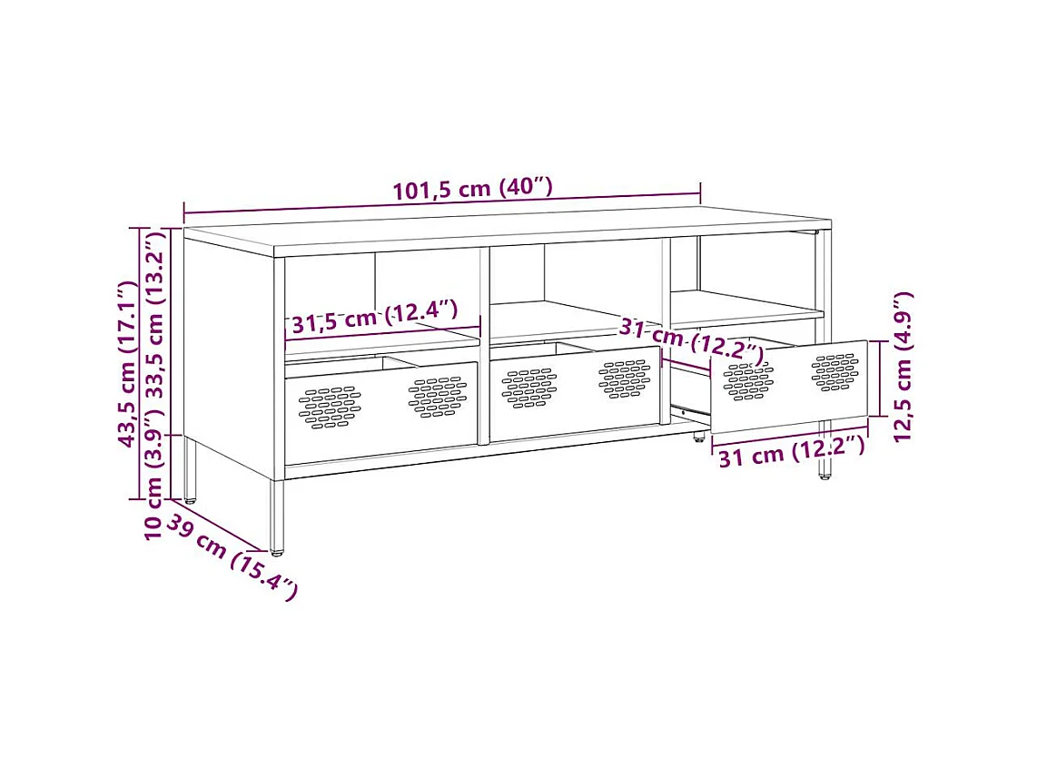 TV-Schrank Anthrazit 101,5x39x43,5 cm Kaltgewalzter Stahl