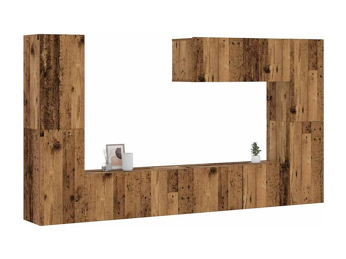 Meubles TV muraux 7 pcs vieux bois bois d'ingénierie