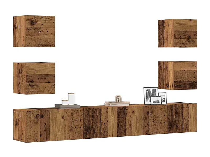 Meubles TV muraux 6 pcs vieux bois bois d'ingénierie