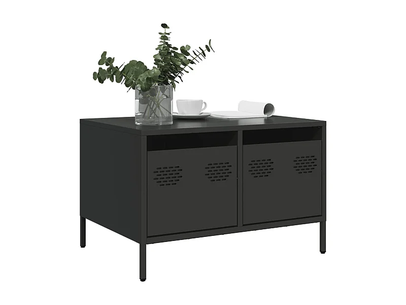 Mobile TV Nero 68x50x43,5 cm in Acciaio Laminato a Freddo