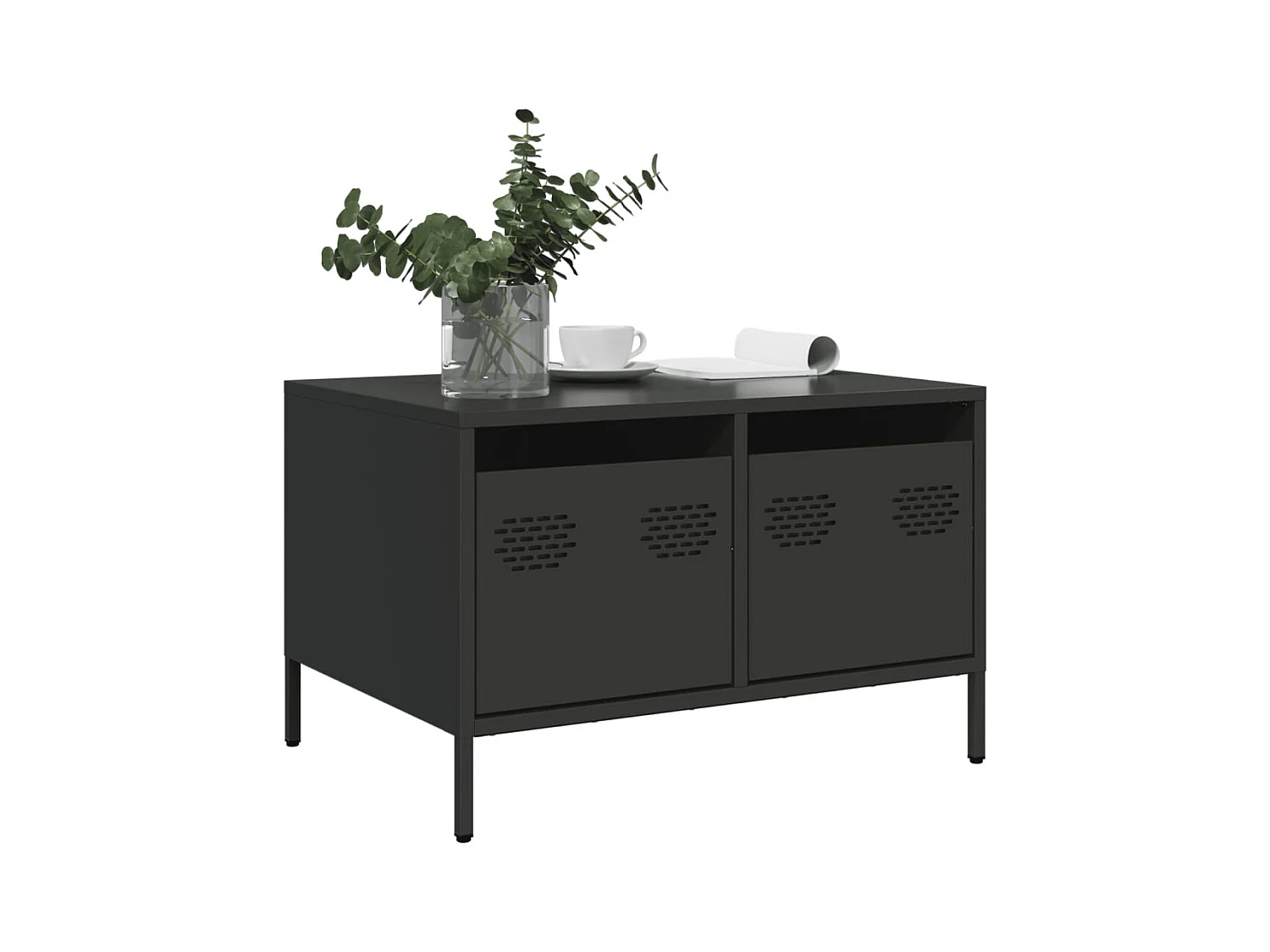 Mobile TV Nero 68x50x43,5 cm in Acciaio Laminato a Freddo