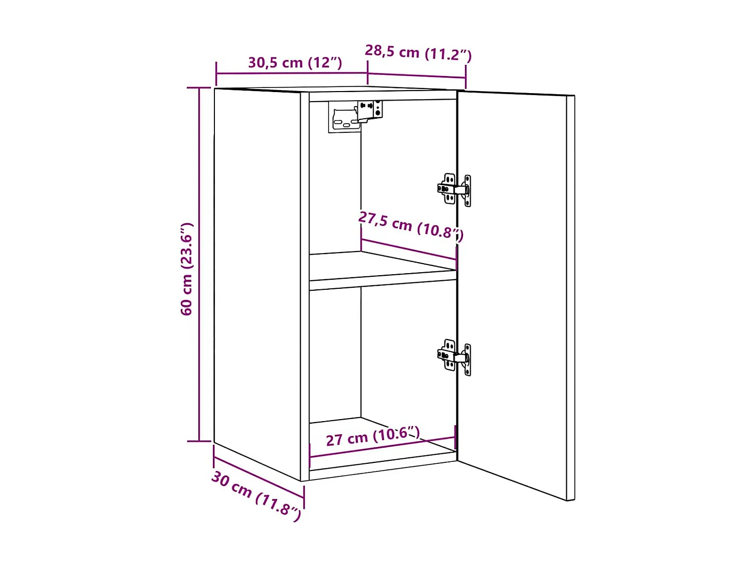 Meuble TV vieux bois 30,5x30x60 cm bois d'ingénierie