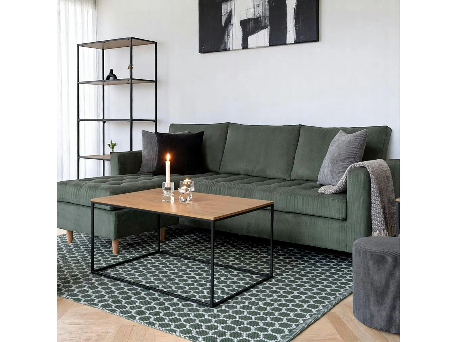 Table basse minimaliste rectangulaire - plateau effet chêne clair TALLINN