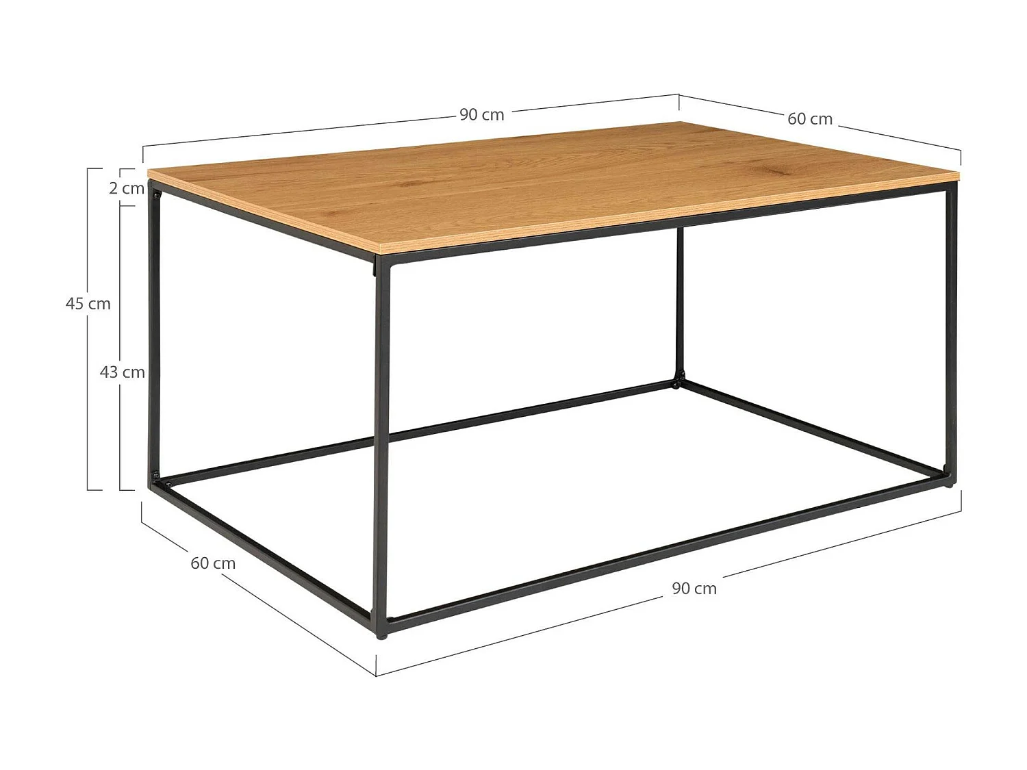 Table basse minimaliste rectangulaire - plateau effet chêne clair TALLINN