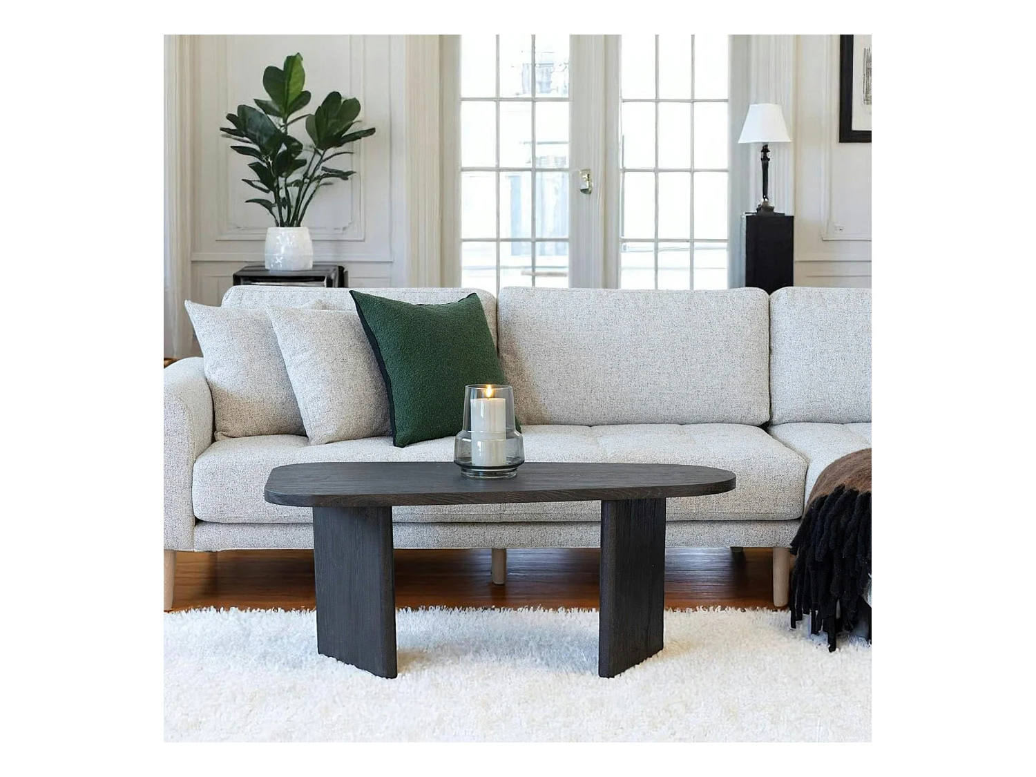 Table basse design - pieds larges, effet chêne brun TARTU