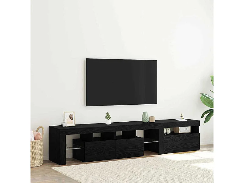 Meubles TV avec Lumières LED 2 pcs Chêne noir Large