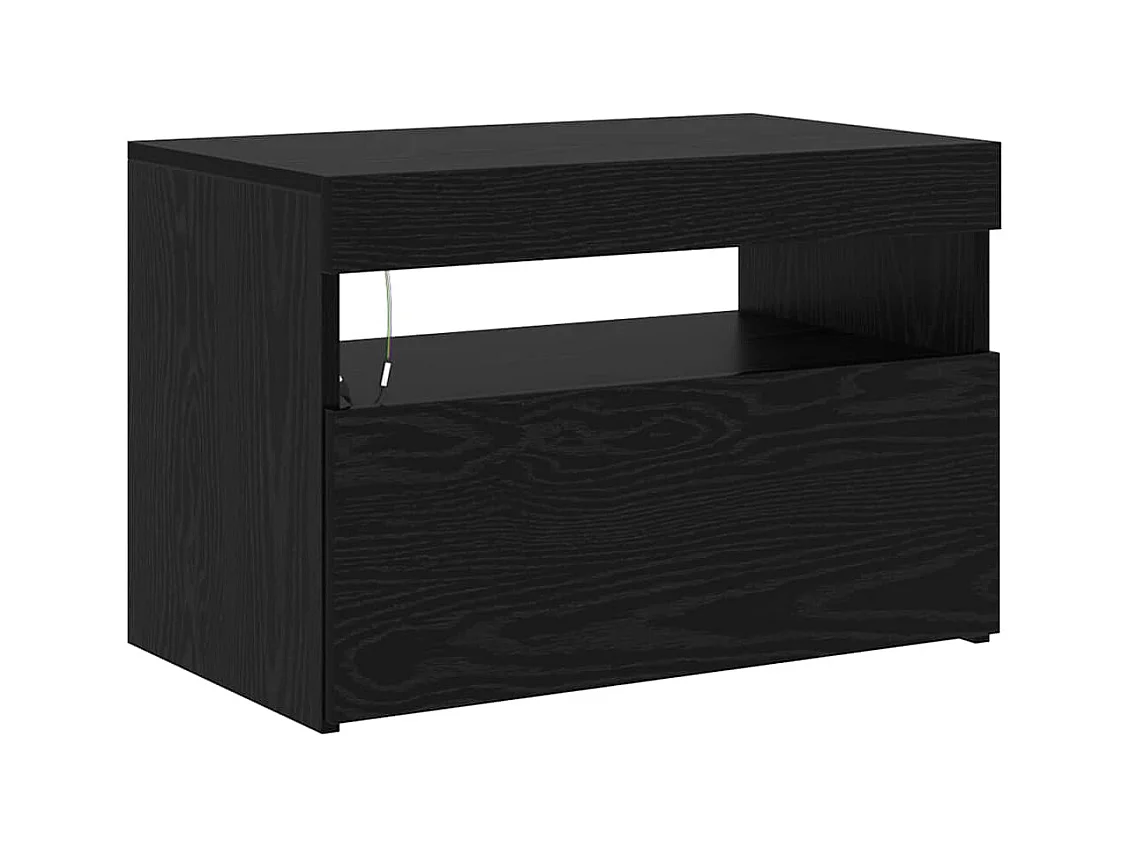 Meubles TV  2 pcs avec Lumières LED en Chêne Noir et Bois d'Ingénierie