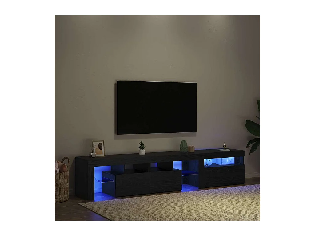 Meubles TV avec Lumières LED 2 pcs Chêne noir Large