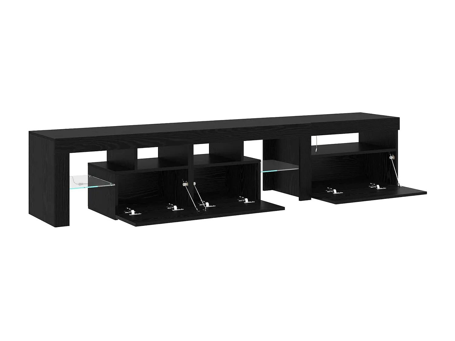 TV-kast 2 pcs Zwart Eiken 260 x 37 x 40 cm Bewerkt hout