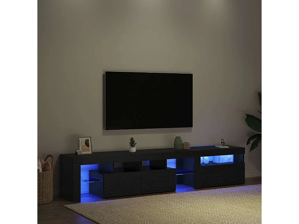 Meuble TV 2 pcs Chêne noir 200 x 36,5 x 40 cm Bois d'ingénierie