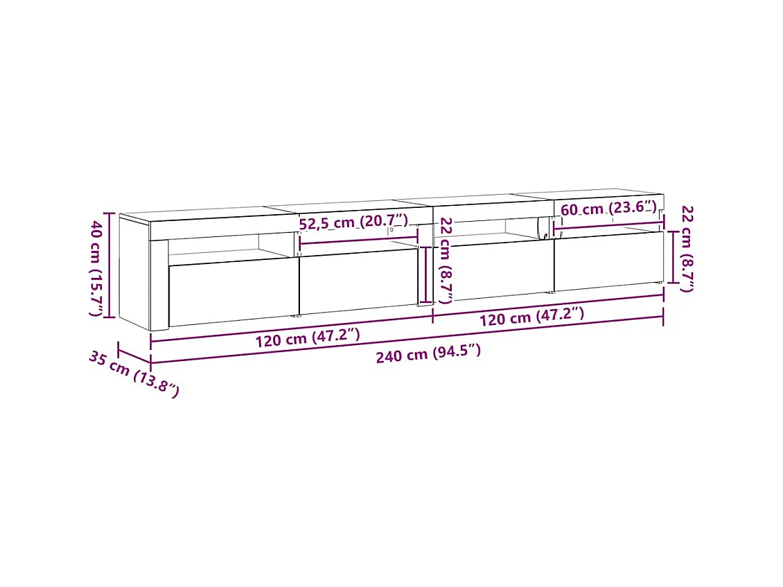 Ensemble de Meuble TV 3 pcs Chêne noir 240 x 35 x 40 cm
