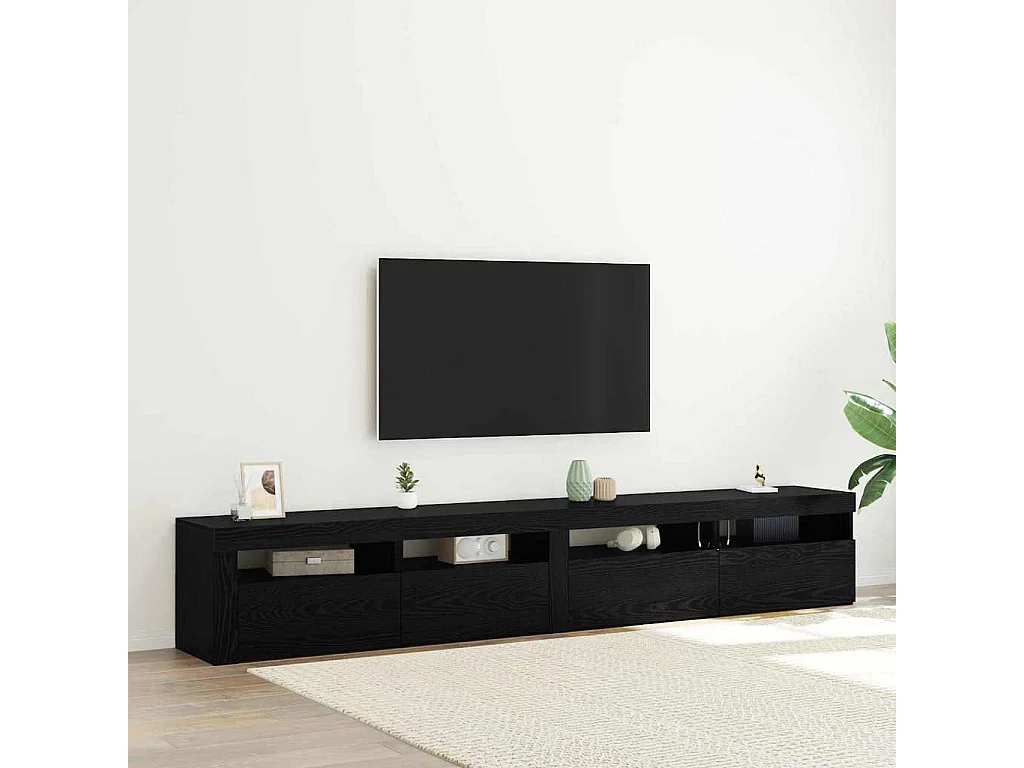 Tv-meubelset 3 pcs Zwart Eiken 240 x 35 x 40 cm Bewerkt hout