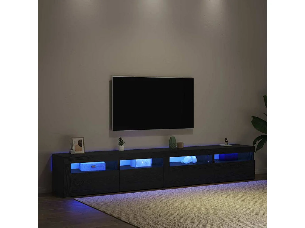 Tv-meubelset 3 pcs Zwart Eiken 240 x 35 x 40 cm Bewerkt hout