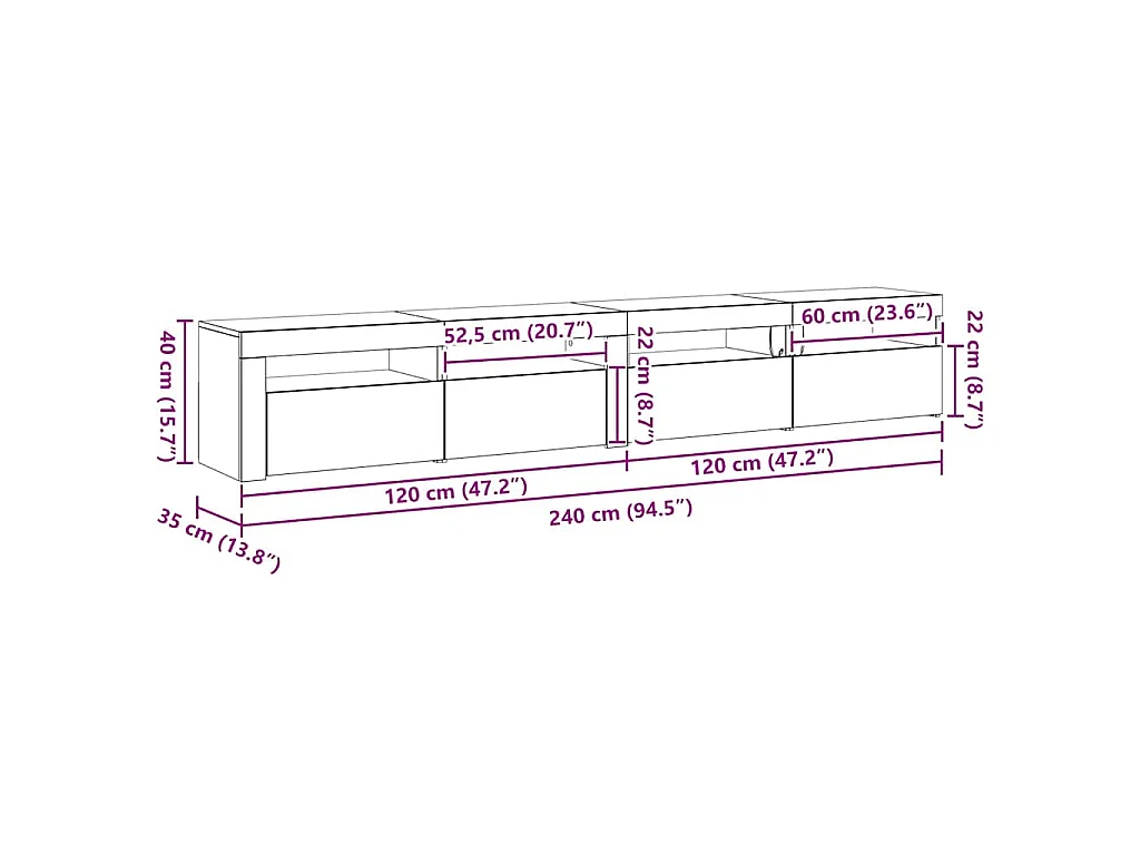 Ensemble meuble TV 3 pcs Chêne noir 240 x 35 x 40 cm