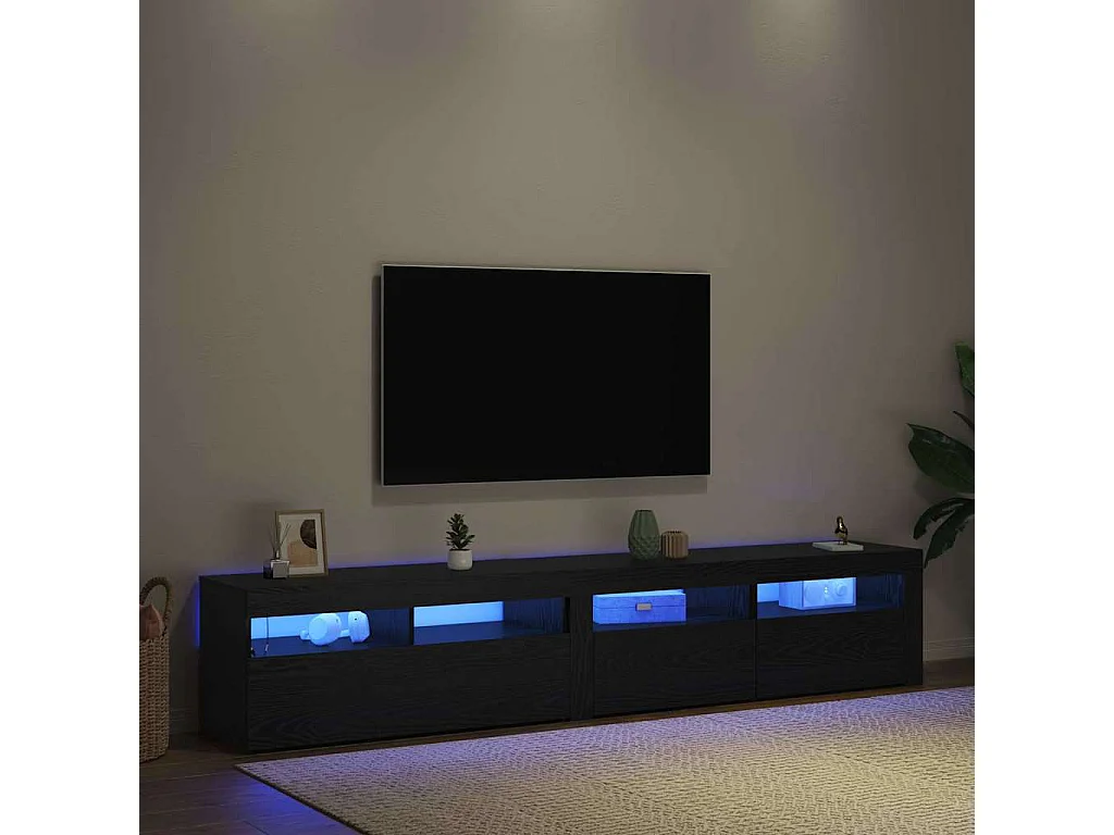 Meuble TV 2 pcs Chêne noir 210 x 35 x 40 cm Bois d'ingénierie