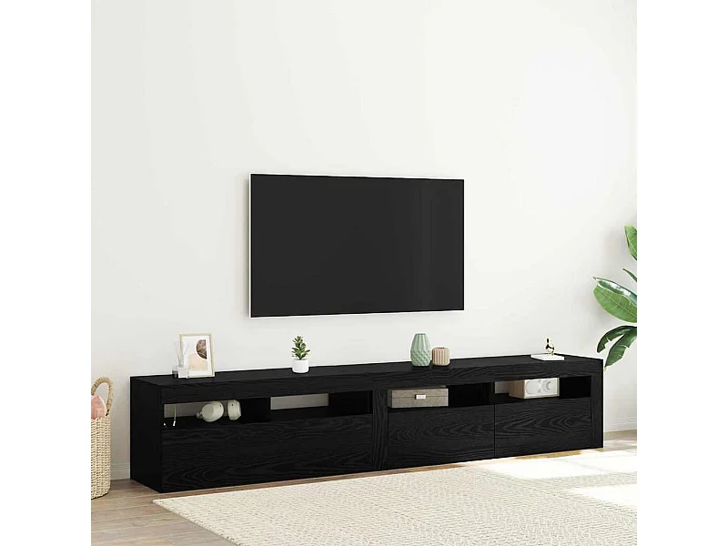 Meuble TV 2 pcs Chêne noir 210 x 35 x 40 cm Bois d'ingénierie