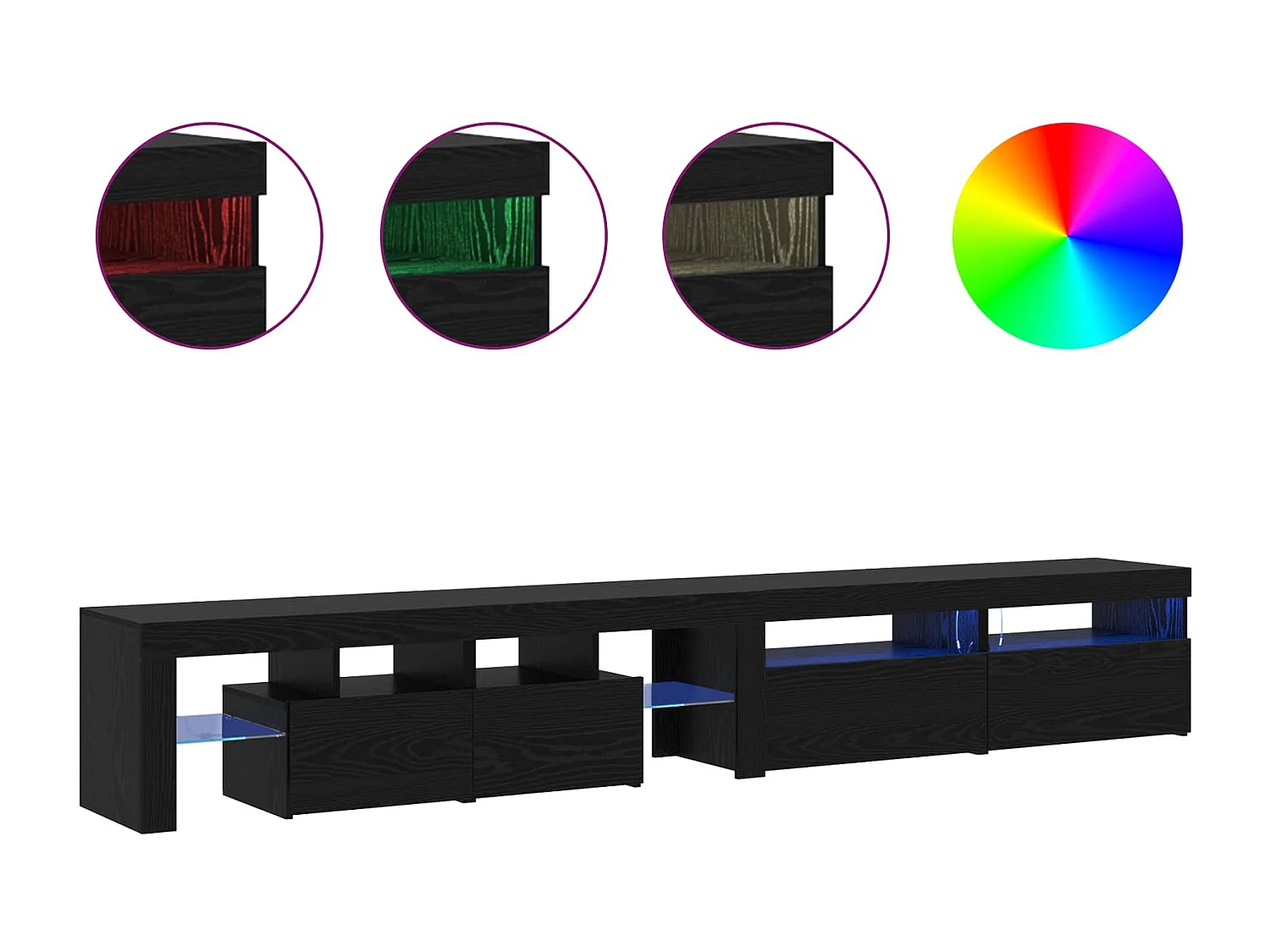 TV-Schränk 3 pcs Schwarz Eichen-Optik 260 x 37 x 40 cm